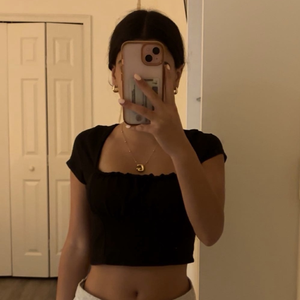 GARAGE Black Girly Crop Top